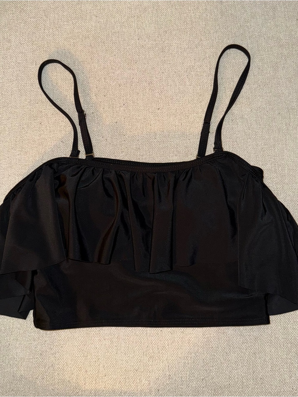 SHEIN Black Ruffle Cropped Swim Top - Women
